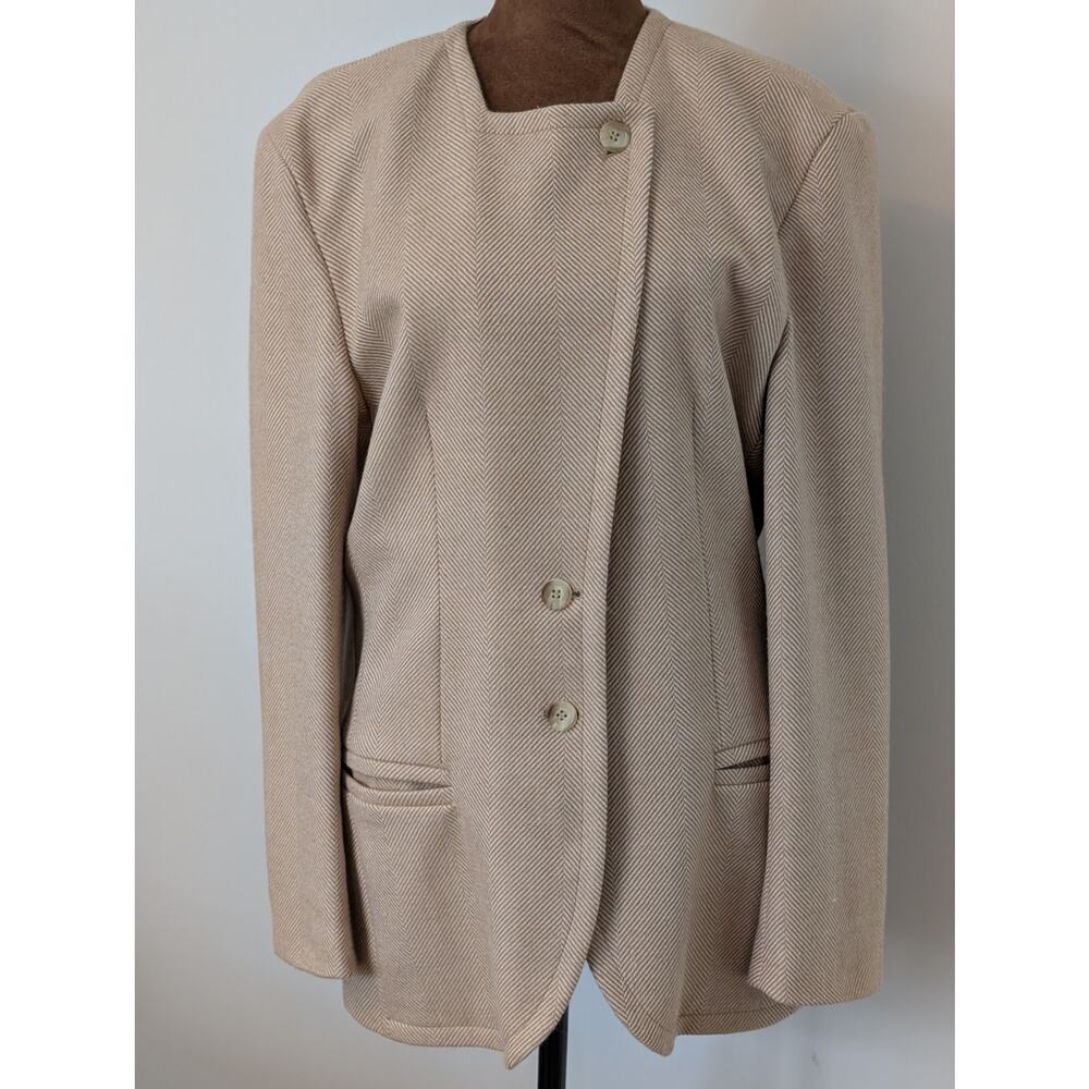 PAUL COSTELLOE Vtg 100% Irish Wool Herringbone Blazer Princess Diana Era US10 - Picture 3 of 16